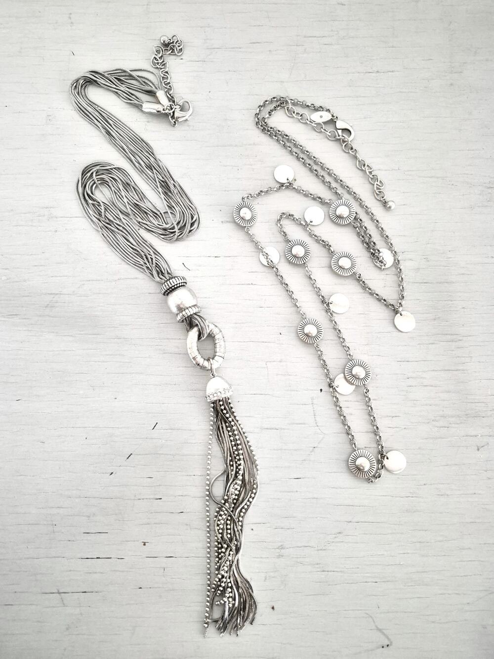Vintage Lot of 2 Silver-tone Chico Necklaces